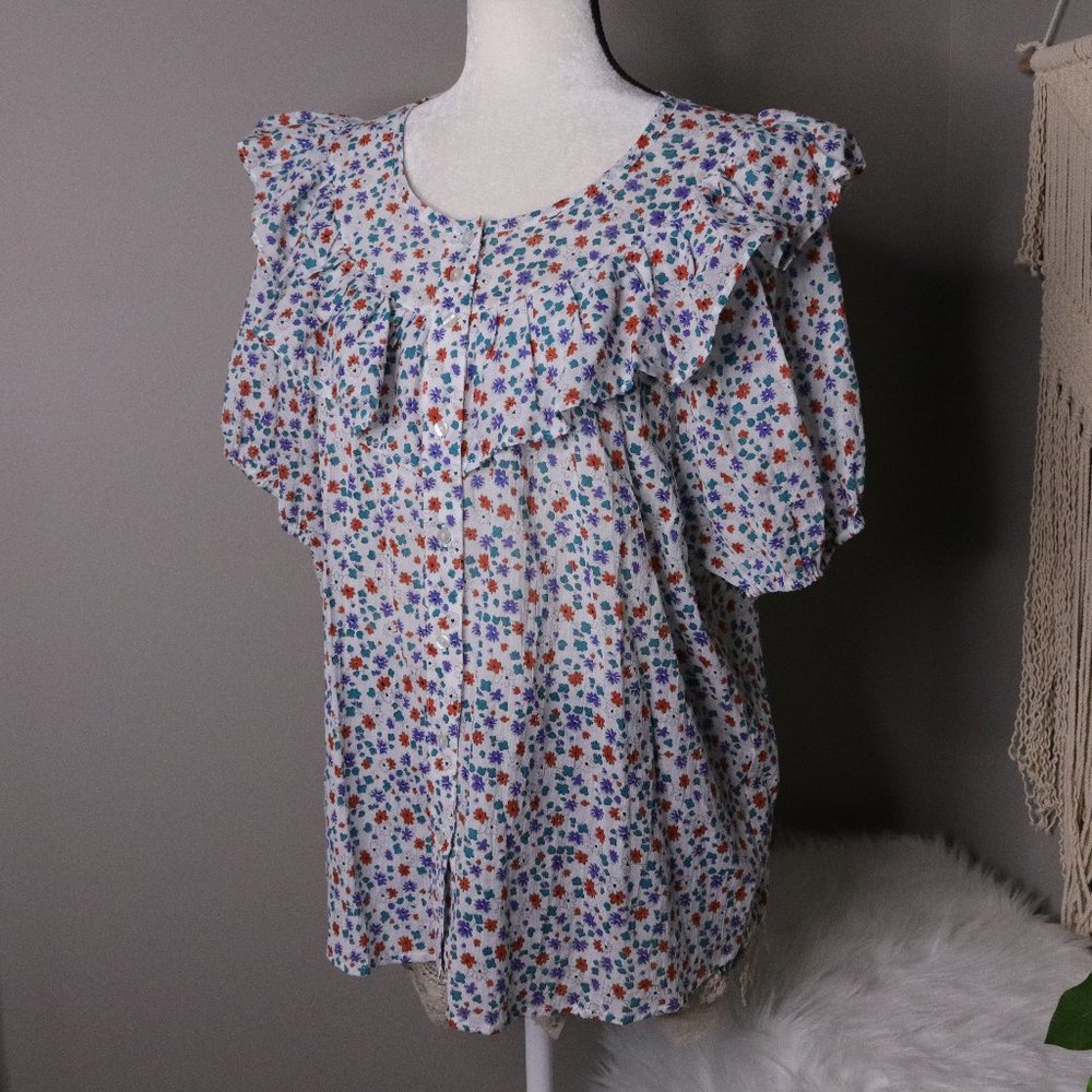 Floral Ruffle Blouse - Multicolor